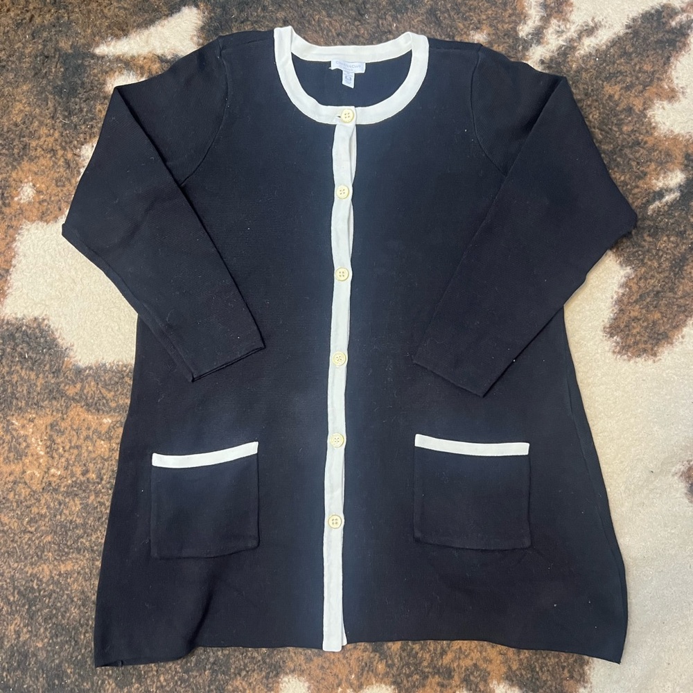 Charter Club Black and White Cardigan Sweater